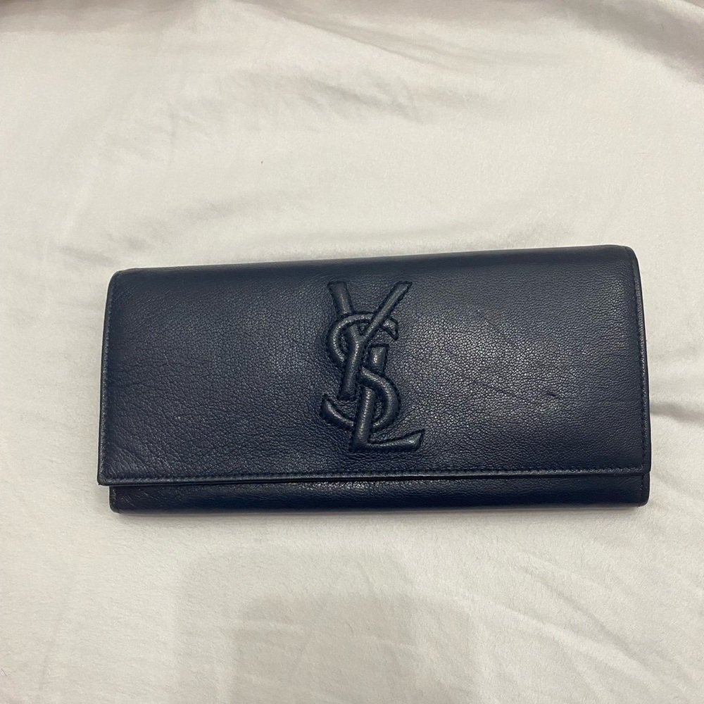 Saint Laurent YSL flap wallet in Navy 100% authentic